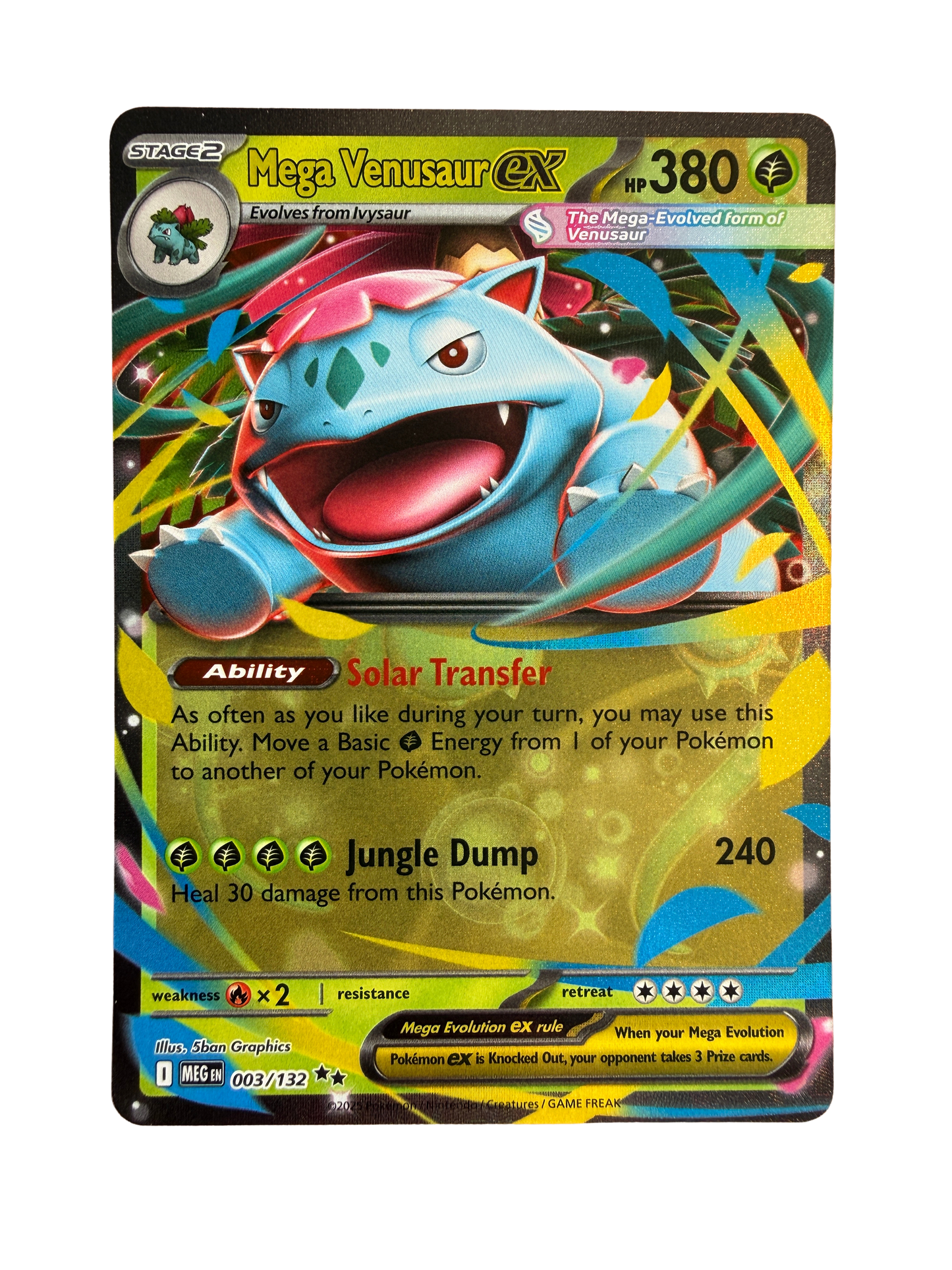 Pokémon 15 card bundle Mega Venusaur EX trading card close-up – example card for illustration only