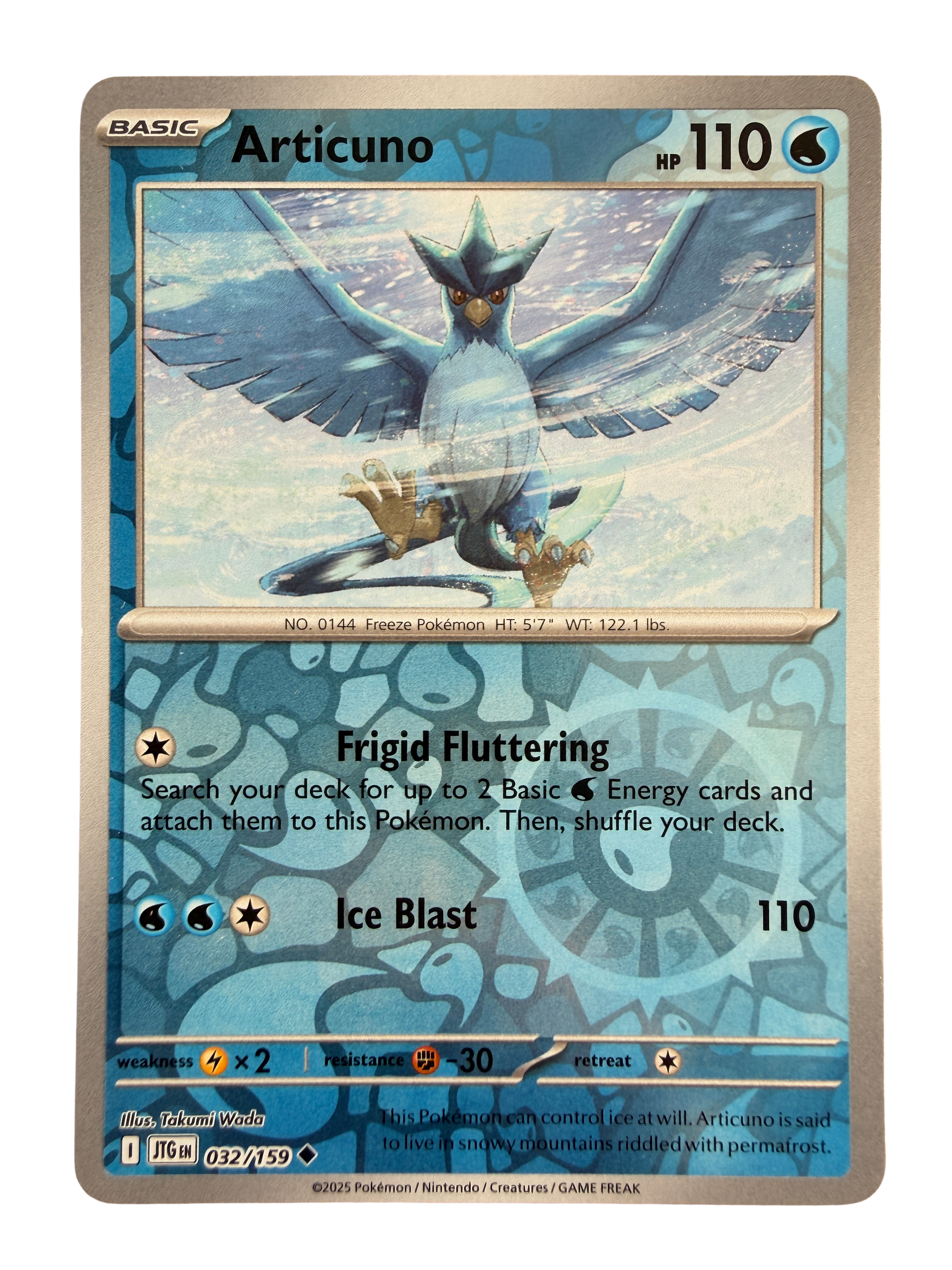 Pokémon trading card featuring Articuno with blue and silver design